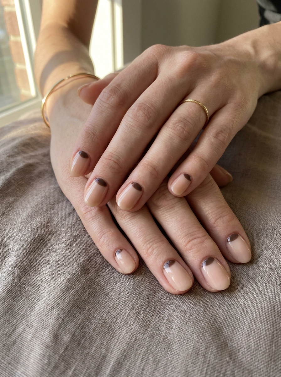 Mocha Half-Moon Nails